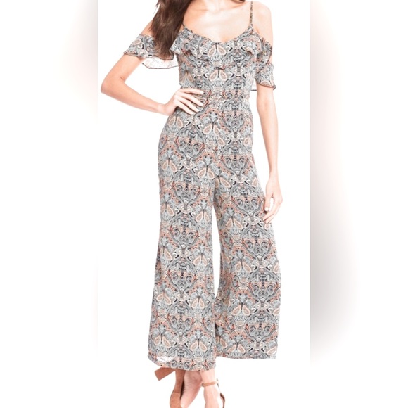 Anthropologie | Cupcakes & Cashmere Jazzlynn Paisley Cold Shoulder Crop Jumpsuit - Picture 5 of 9